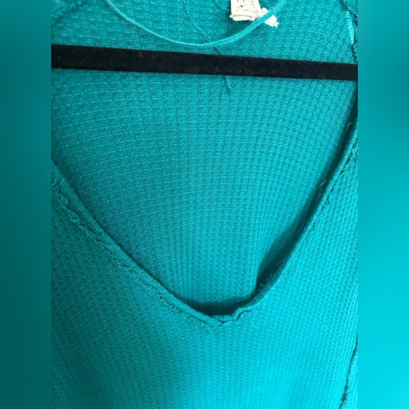 Free People Laguna Thermal Top in Turquoise | Boho Slouchy Raw-Edge | Size XS - Picture 5 of 10